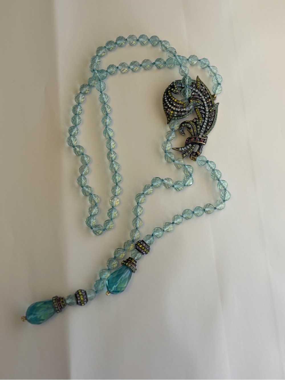 Heidi Daus Statement Necklace Crystal Plume Bead Art Deco Vintage - Picture 2 of 7